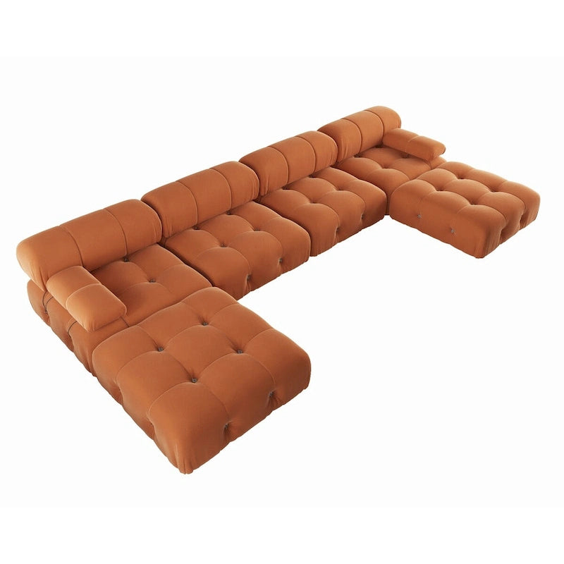 138  Convertible Modular Sectional Sofa, U-Shaped Minimalist Velvet Sofas Couches
