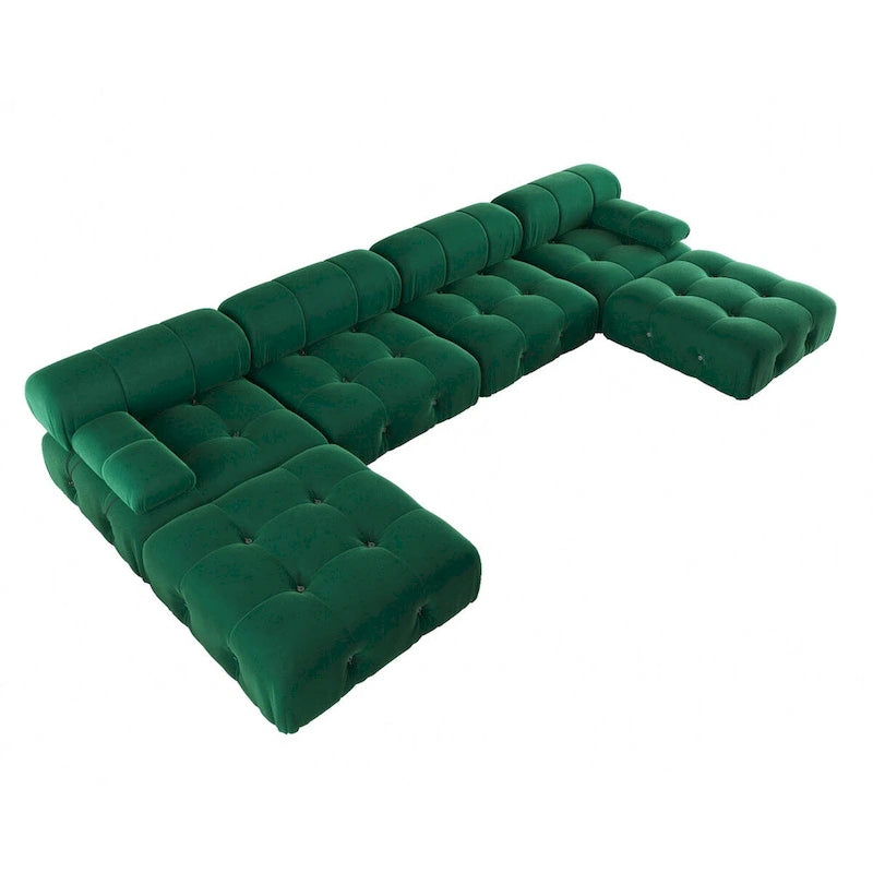 138  Convertible Modular Sectional Sofa, U-Shaped Minimalist Velvet Sofas Couches