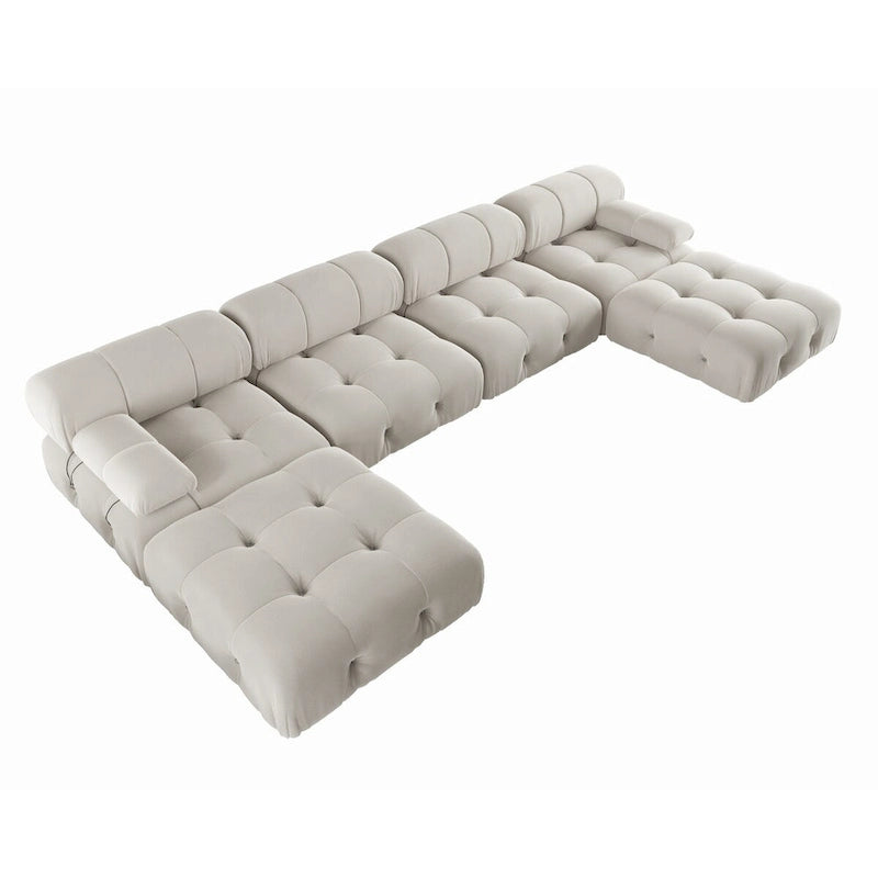 138  Convertible Modular Sectional Sofa, U-Shaped Minimalist Velvet Sofas Couches