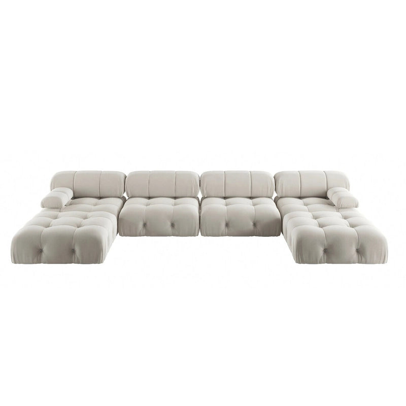 138  Convertible Modular Sectional Sofa, U-Shaped Minimalist Velvet Sofas Couches