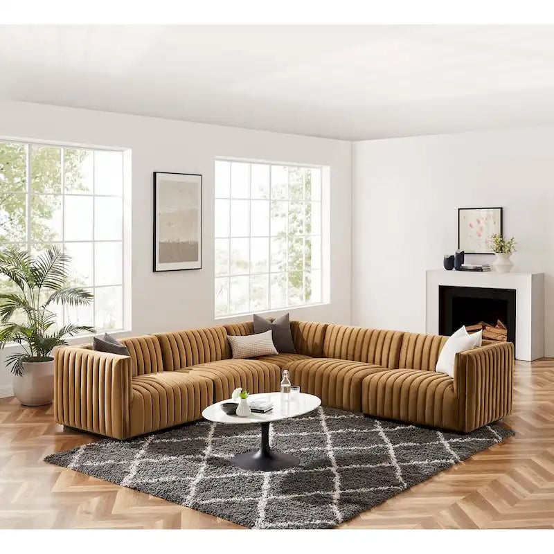 Conjure Channel Tufted Performance Velvet 5-Piece Sectional