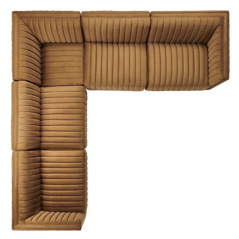 Conjure Channel Tufted Performance Velvet 5-Piece Sectional