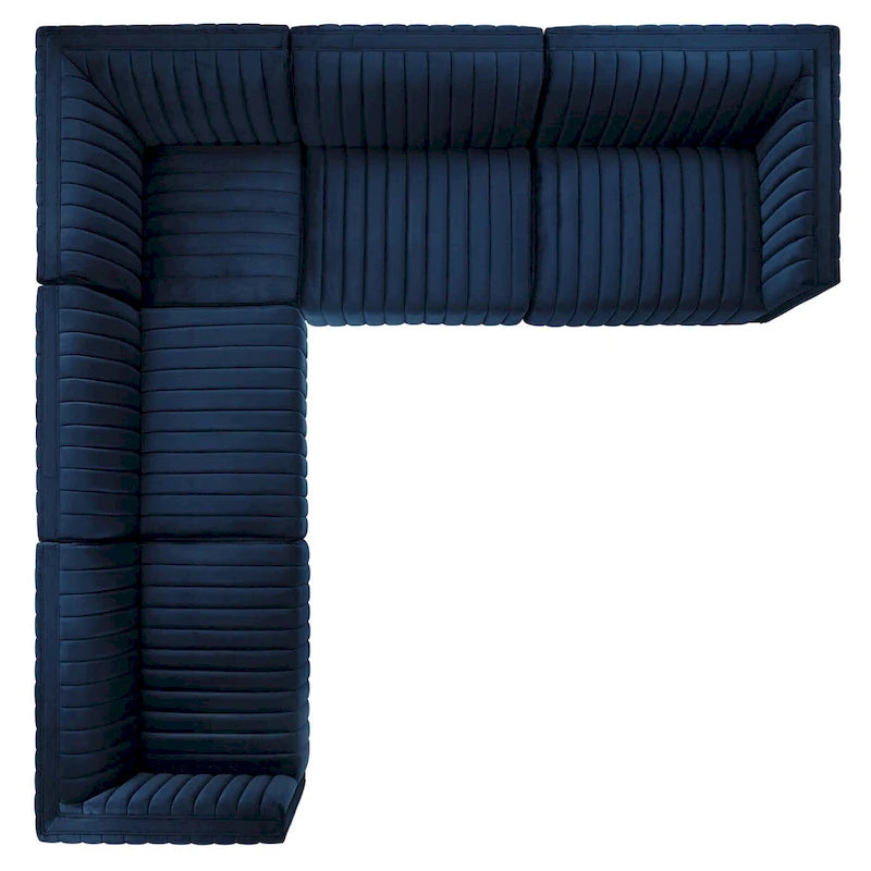 Conjure Channel Tufted Performance Velvet 5-Piece Sectional