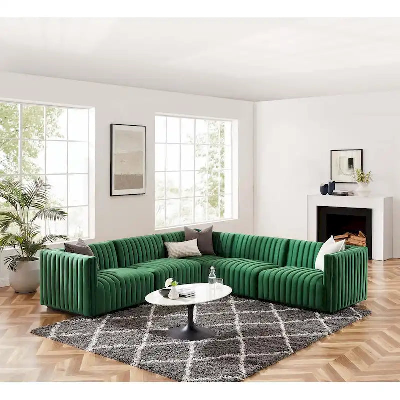 Conjure Channel Tufted Performance Velvet 5-Piece Sectional