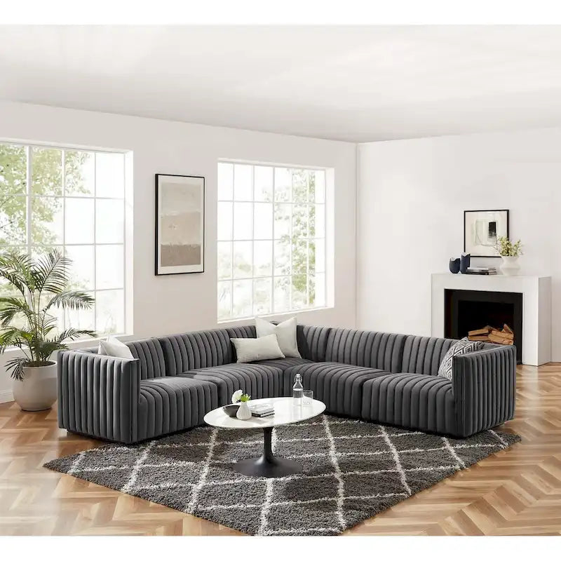 Conjure Channel Tufted Performance Velvet 5-Piece Sectional