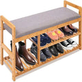 2 in 1 Bamboo Shoe Rack Bench - 40D x 20W x 13H