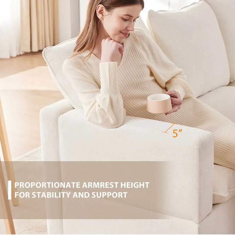 84*57 Modern Modular Sofa, 4 Seat Chenille Sectional Couch Set with 2 Pillows Included, Freely Combinable Indoor Funiture