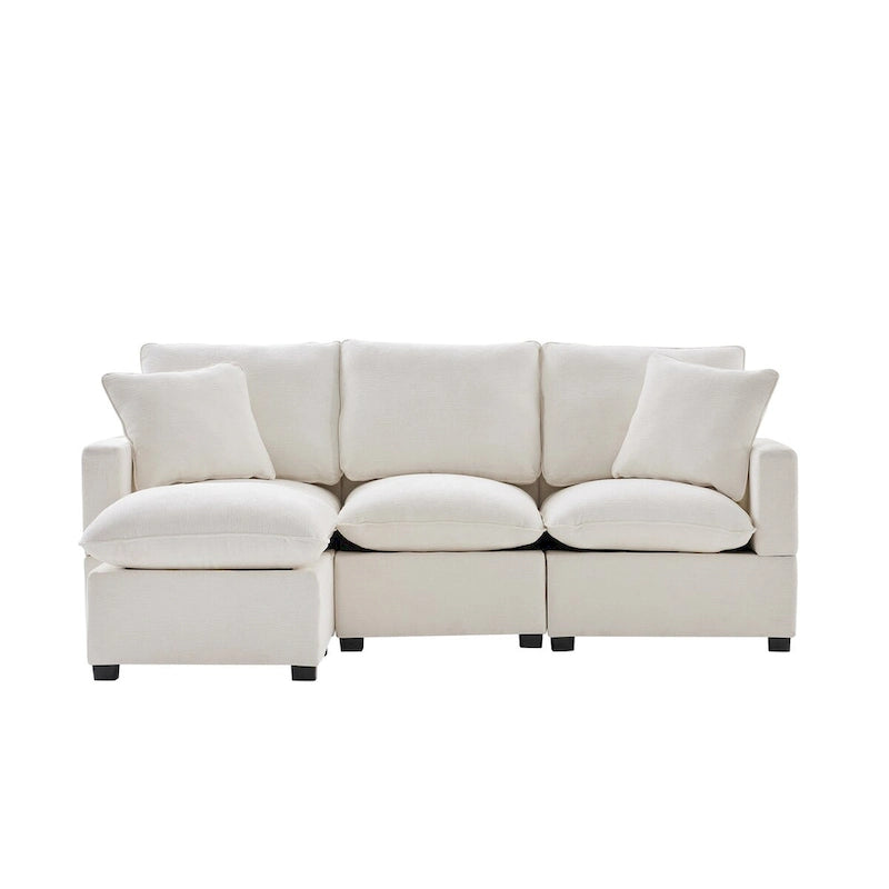 84*57 Modern Modular Sofa, 4 Seat Chenille Sectional Couch Set with 2 Pillows Included, Freely Combinable Indoor Funiture