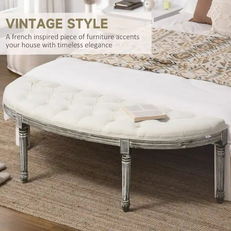 Semi-Circle End of Bed Bench with Tufted Design