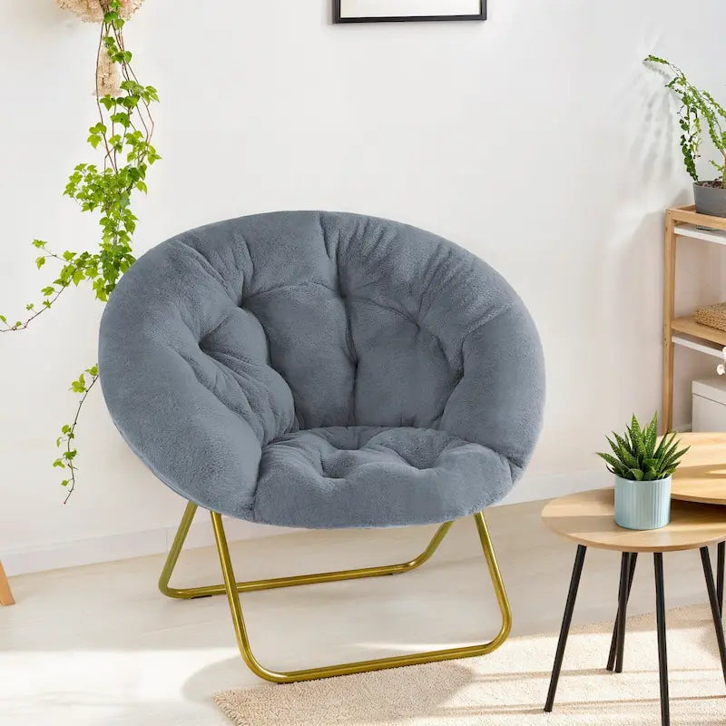 Comfy Linen Button Tufted Upholstered Accent Chair, Reading Armchair Sofa for Living Room, Bedroom