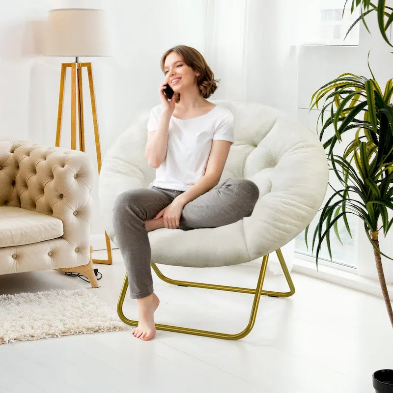 Comfy Linen Button Tufted Upholstered Accent Chair, Reading Armchair Sofa for Living Room, Bedroom