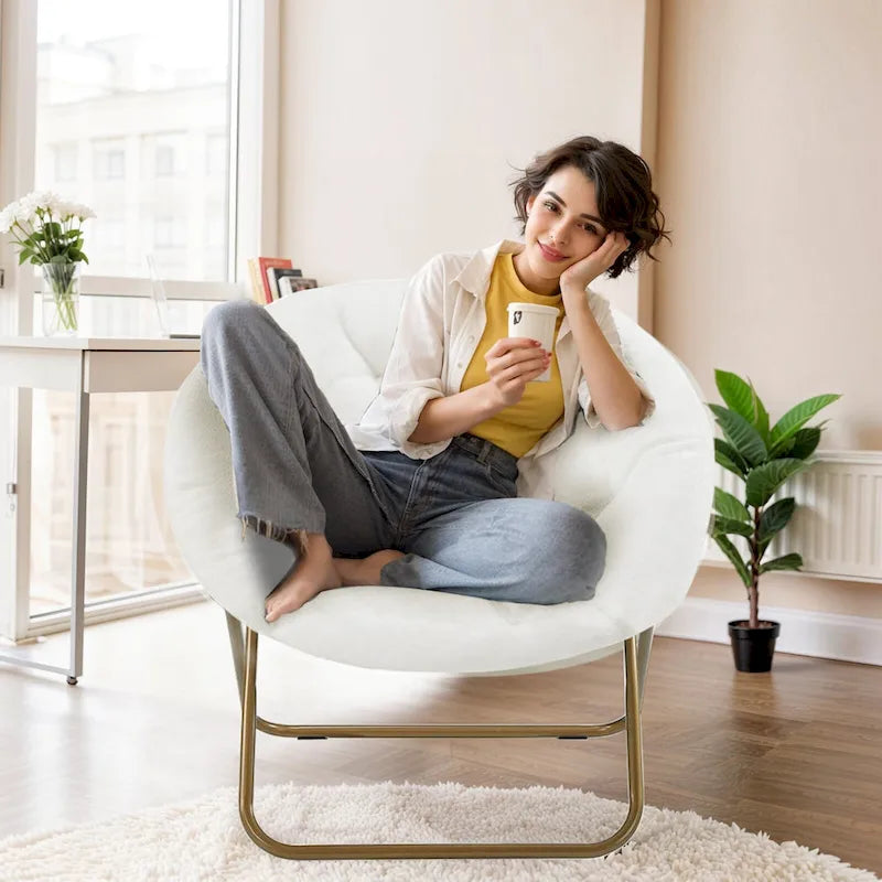 Comfy Linen Button Tufted Upholstered Accent Chair, Reading Armchair Sofa for Living Room, Bedroom