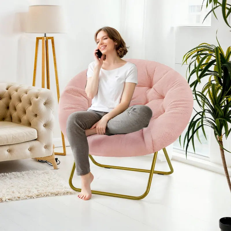 Comfy Linen Button Tufted Upholstered Accent Chair, Reading Armchair Sofa for Living Room, Bedroom