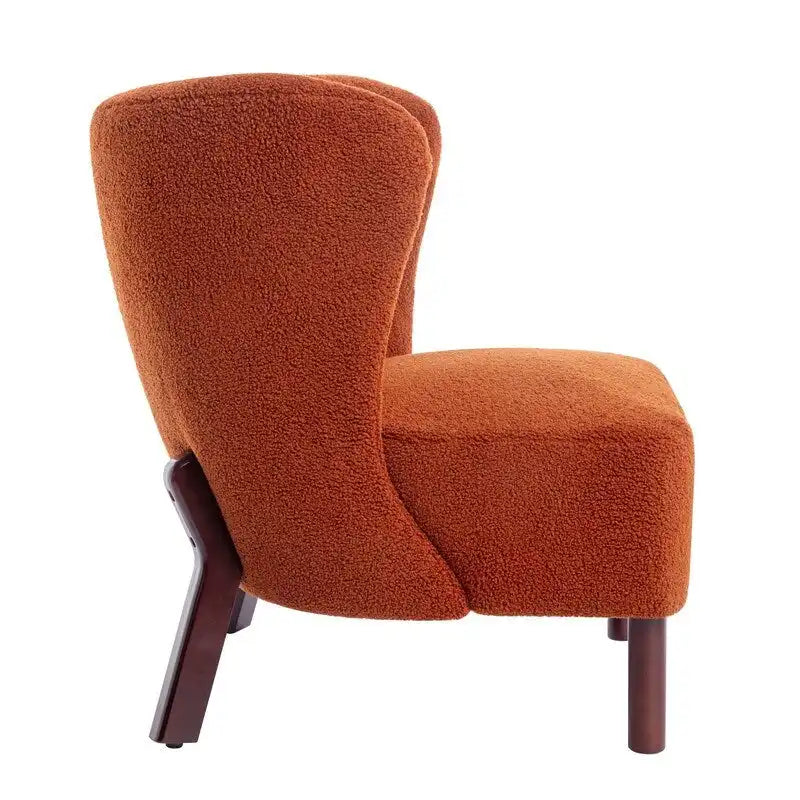 Accent Chair, Upholstered Armless Chair Lambskin Sherpa Single Sofa Chair with Wooden Legs, Modern Reading Chair for Living Room