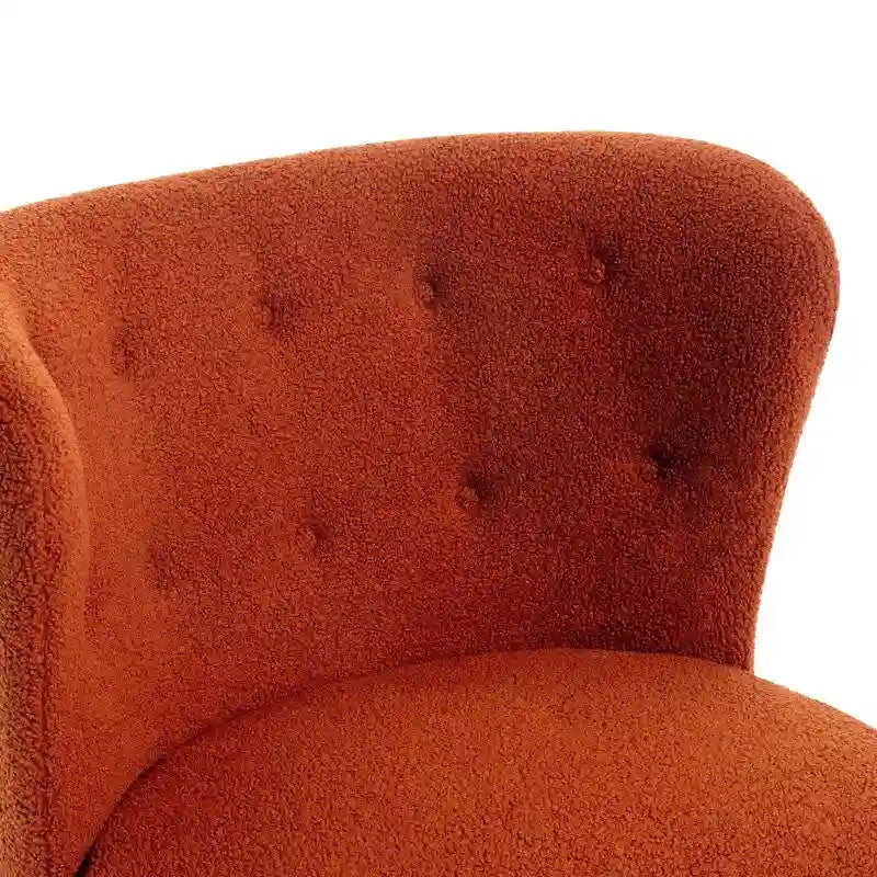 Accent Chair, Upholstered Armless Chair Lambskin Sherpa Single Sofa Chair with Wooden Legs, Modern Reading Chair for Living Room