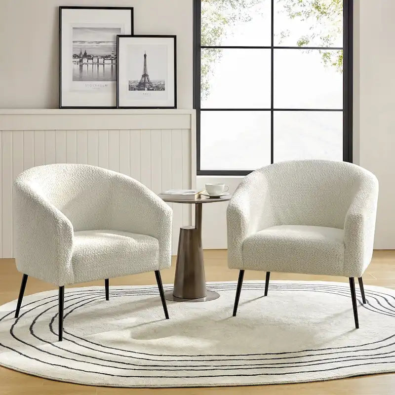 Hal Modern Boucle Armchair with Metal Legs Set of 2 by HULALA HOME