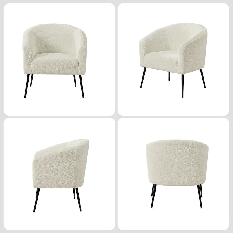Hal Modern Boucle Armchair with Metal Legs Set of 2 by HULALA HOME