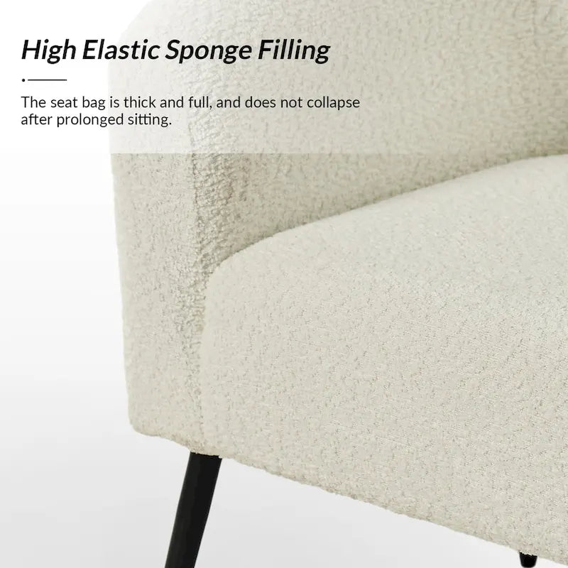 Hal Modern Boucle Armchair with Metal Legs Set of 2 by HULALA HOME