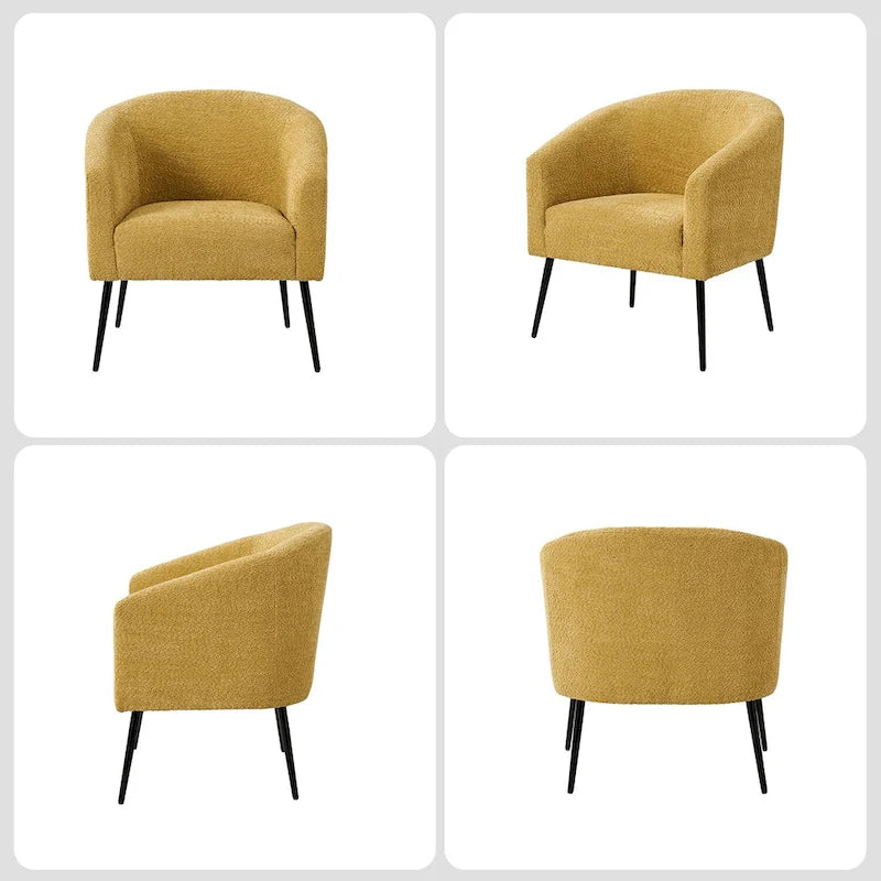 Hal Modern Boucle Armchair with Metal Legs Set of 2 by HULALA HOME