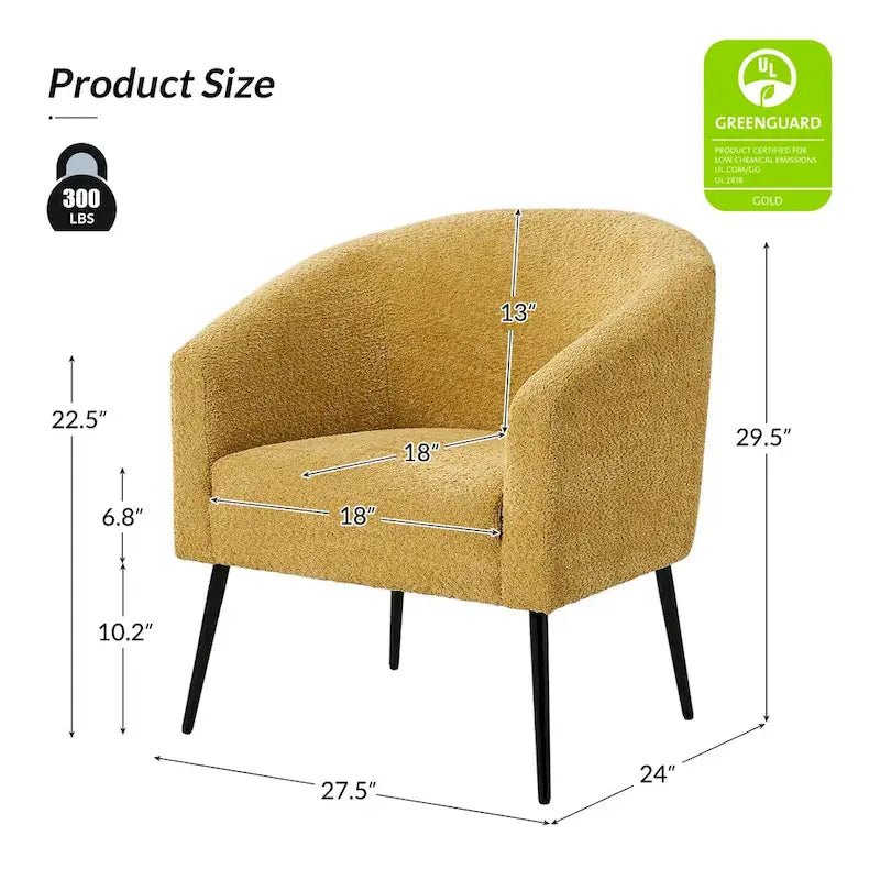 Hal Modern Boucle Armchair with Metal Legs Set of 2 by HULALA HOME