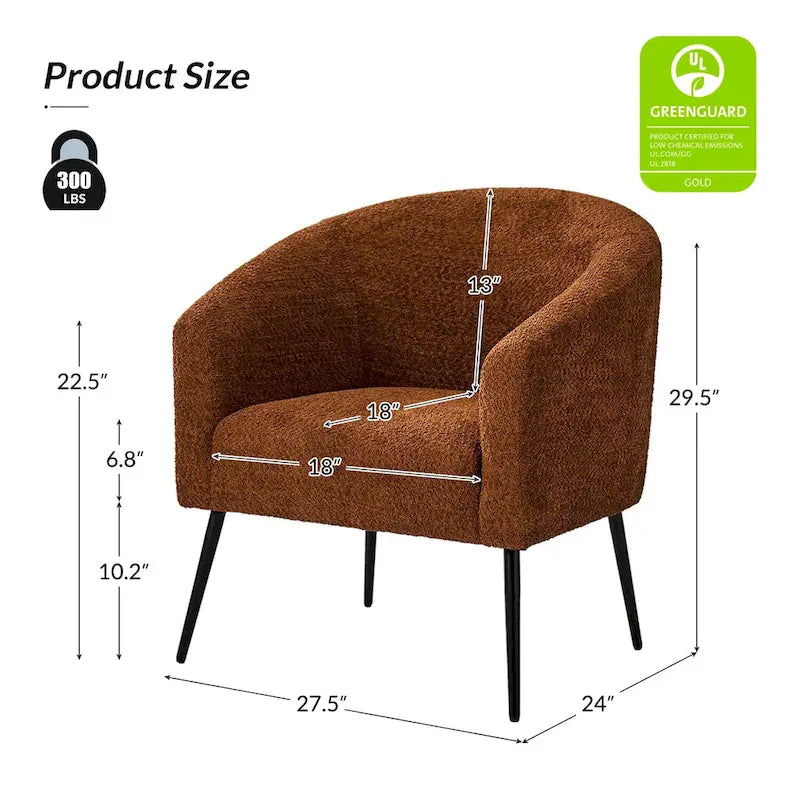 Hal Modern Boucle Armchair with Metal Legs Set of 2 by HULALA HOME