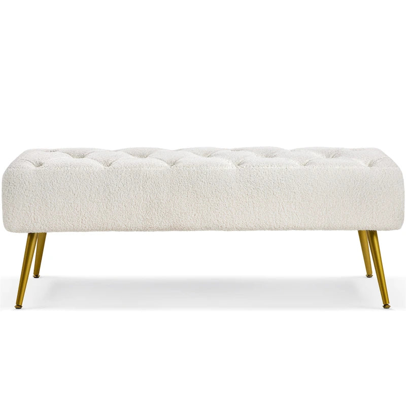Yaheetech Upholstered Footstool Velvet Ottoman Button-Tufted Table Bench - 45 16 17