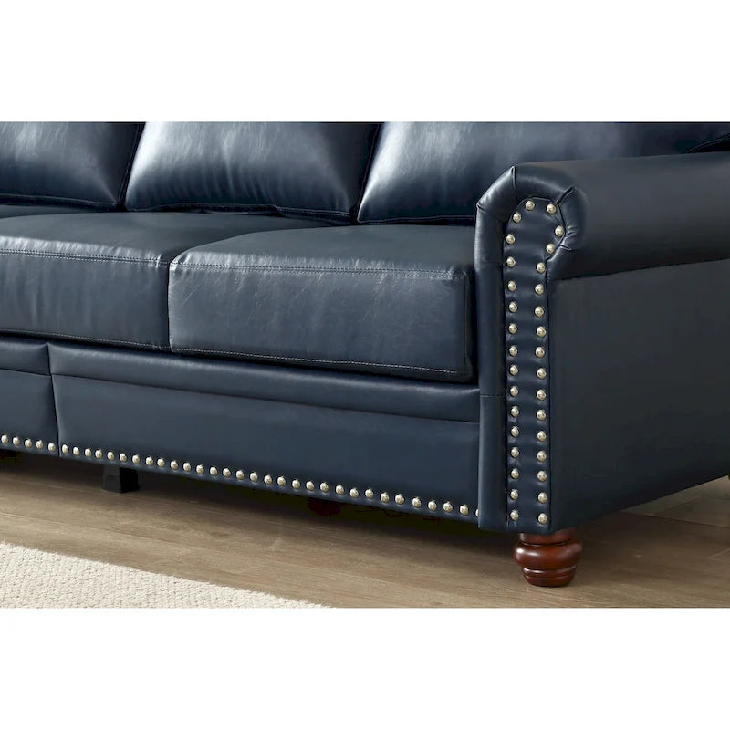 3 Seat Sofa with Rubber wood Legs and Nails finish