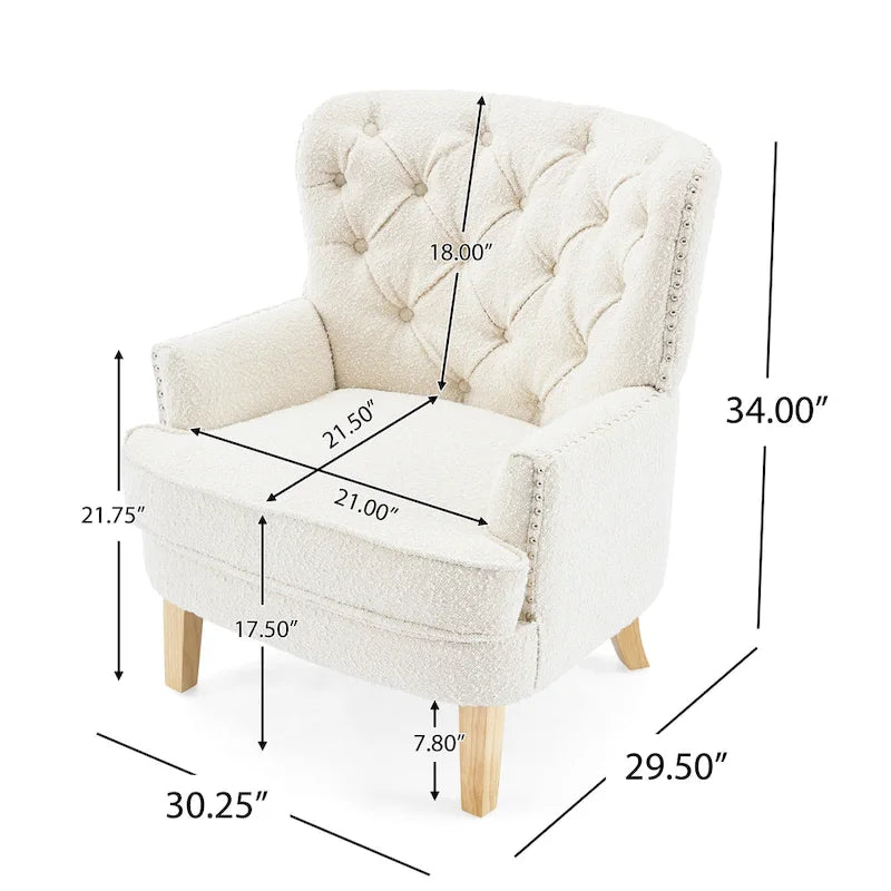 Almond Boucle Nailhead Club Chair by Christopher Knight Home