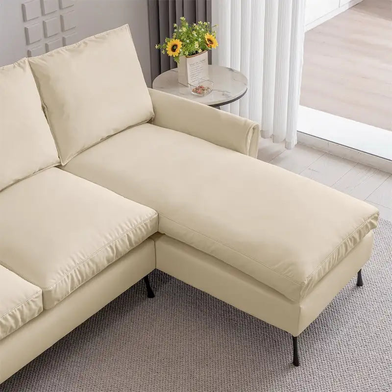 Sectional leather L-Shaped Sofa Couch with Reversible Chaise Lounge