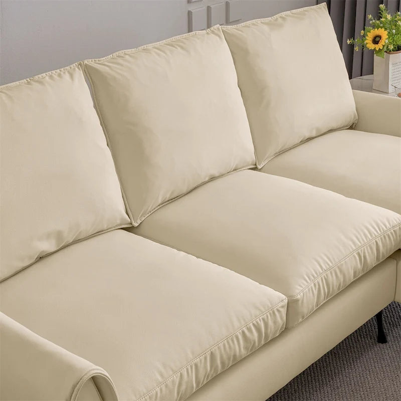 Sectional leather L-Shaped Sofa Couch with Reversible Chaise Lounge