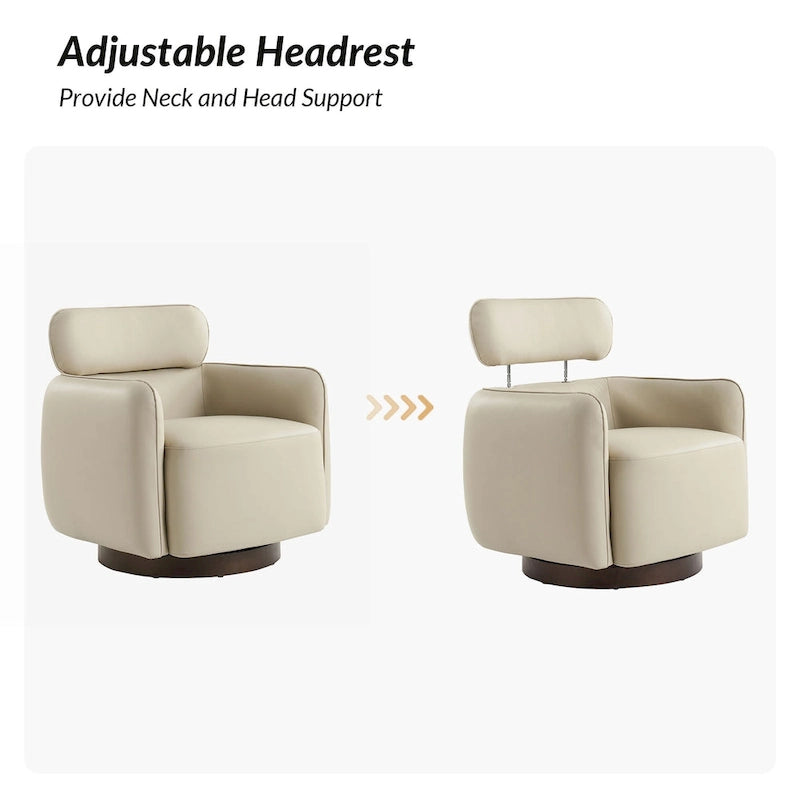 Raphael Modern Swivel Genuine Leather Barrel Chair