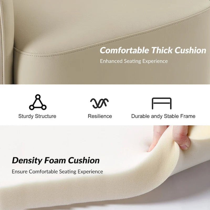 Raphael Modern Swivel Genuine Leather Barrel Chair