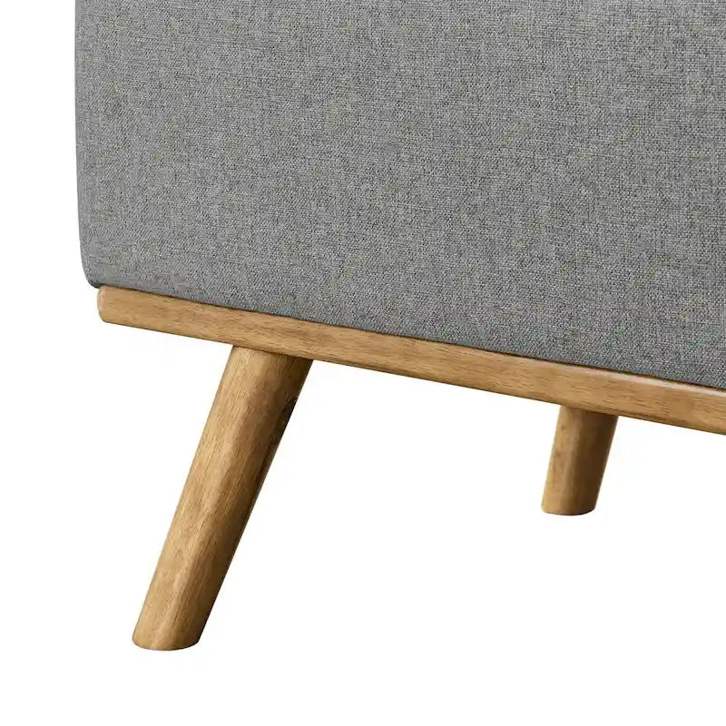 LUE BONA Mid-Century Modern Upholstered Storage Ottoman Button Tufted Fabric Storage Bench with Linen Seat