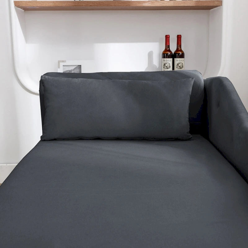 Chaise Lounge Indoor,Velvet Lounge Chair for Bedroom with Storage & Pillow,Modern Upholstered Rolled Arm Chase Lounge