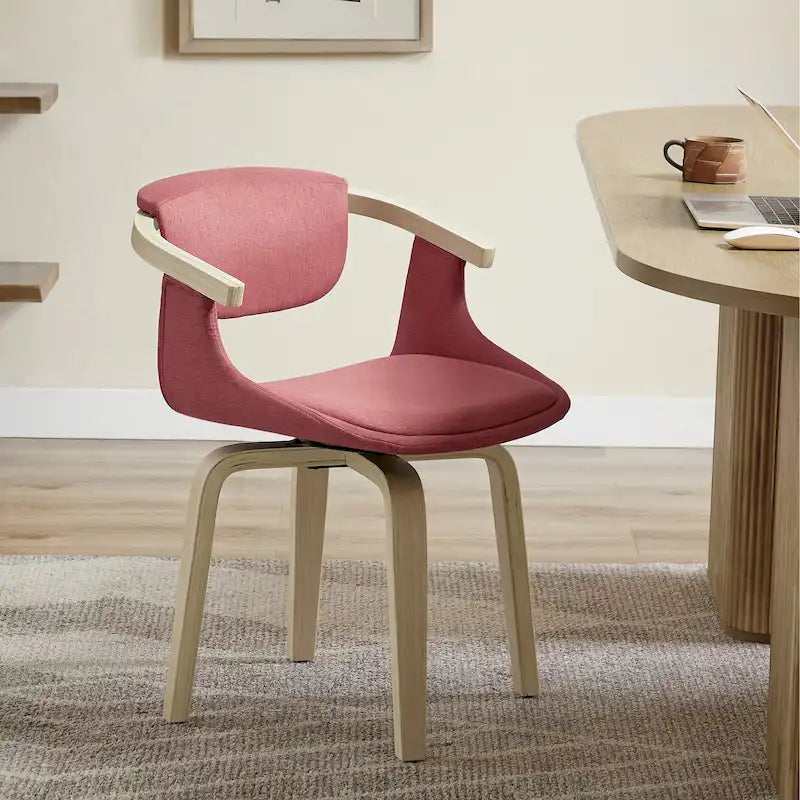 Art Leon Swivel Upholstered and Wood Accent Chair