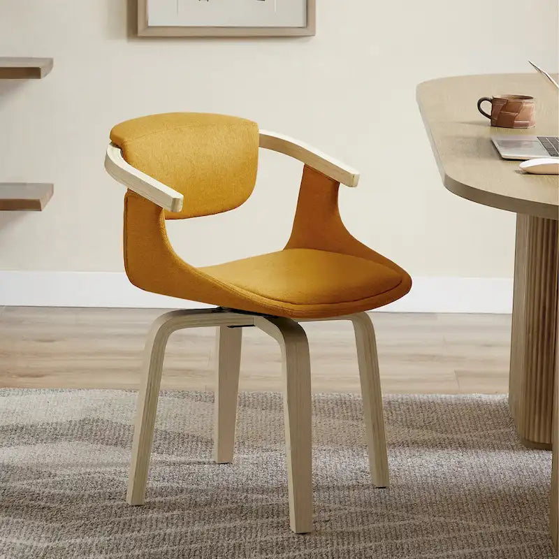 Art Leon Swivel Upholstered and Wood Accent Chair