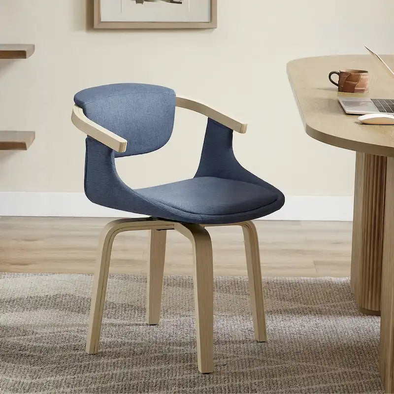 Art Leon Swivel Upholstered and Wood Accent Chair