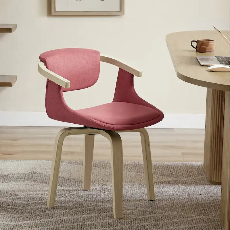 Art Leon Swivel Upholstered and Wood Accent Chair