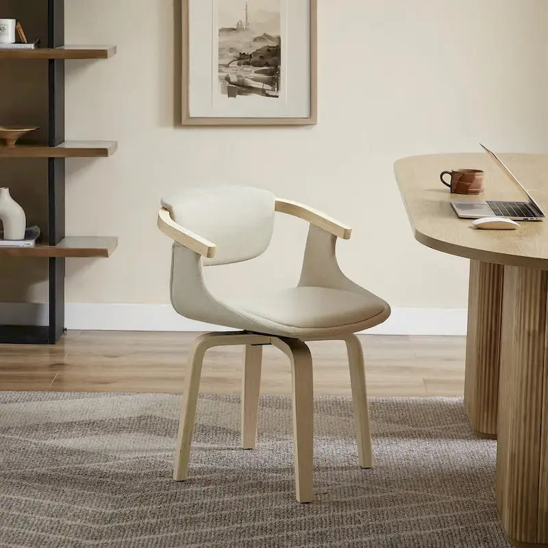 Art Leon Swivel Upholstered and Wood Accent Chair