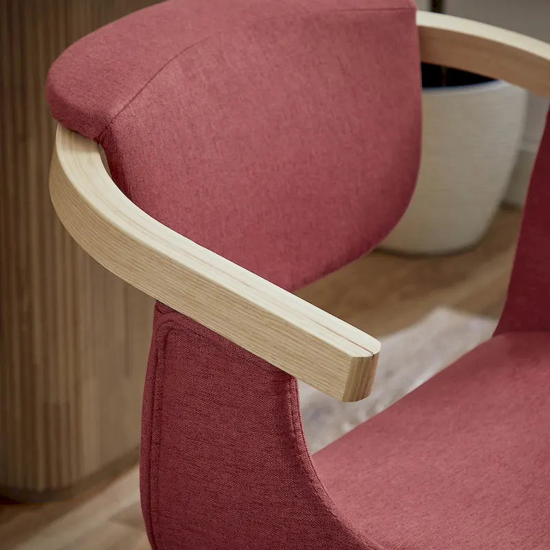 Art Leon Swivel Upholstered and Wood Accent Chair