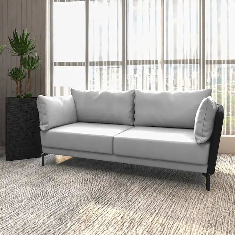 Luxify 3-Seater Leather Sofa in Upholstered Leather with Metal Legs & Removable Cushions for Living Room & Lounges