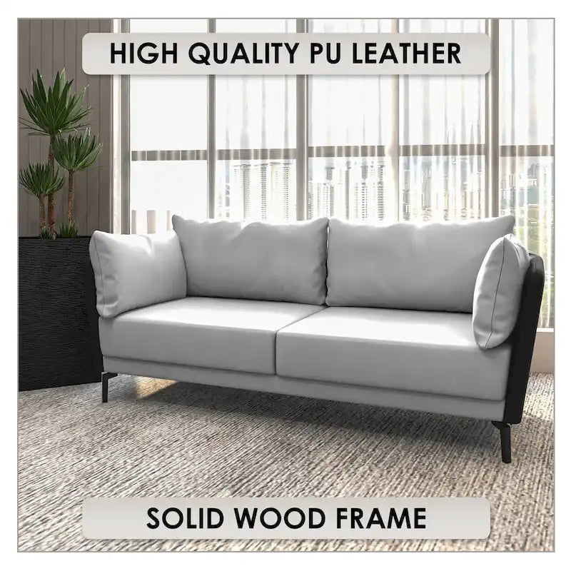 Luxify 3-Seater Leather Sofa in Upholstered Leather with Metal Legs & Removable Cushions for Living Room & Lounges