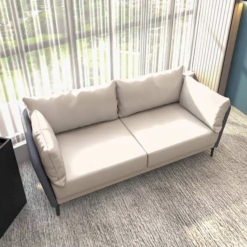 Luxify 3-Seater Leather Sofa in Upholstered Leather with Metal Legs & Removable Cushions for Living Room & Lounges