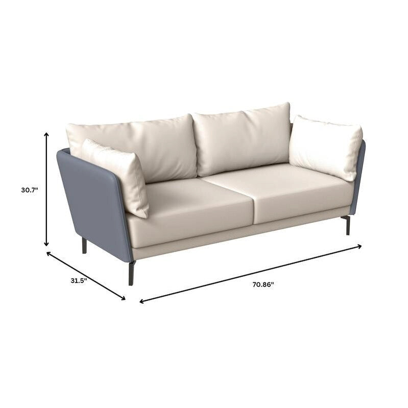 Luxify 3-Seater Leather Sofa in Upholstered Leather with Metal Legs & Removable Cushions for Living Room & Lounges