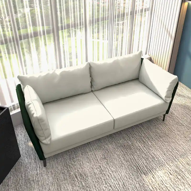Luxify 3-Seater Leather Sofa in Upholstered Leather with Metal Legs & Removable Cushions for Living Room & Lounges