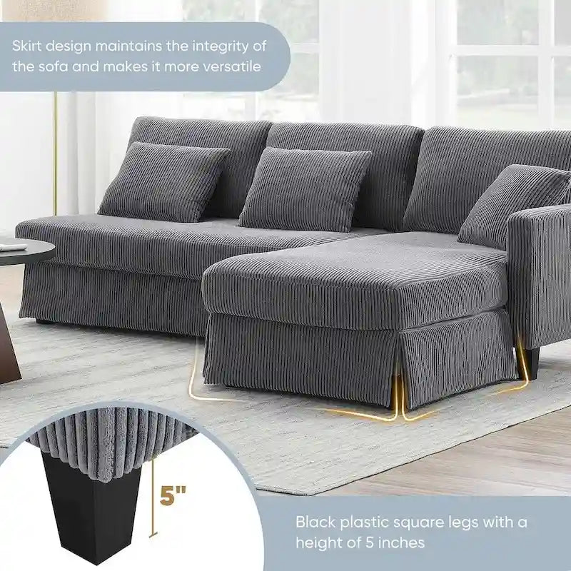 L-shaped Sofa Couch Bed Modern Reversible Sectional Sofa with Storage Chaise for Living Room
