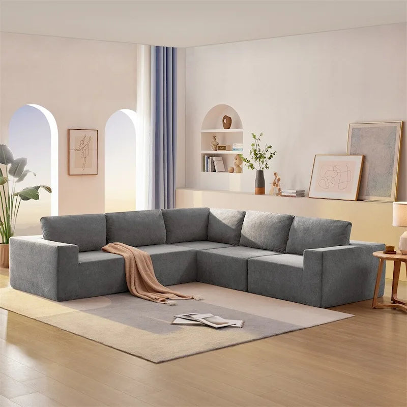 Modular L Shaped Sectional Sofa,Floor Couch Set,Upholstered Furniture