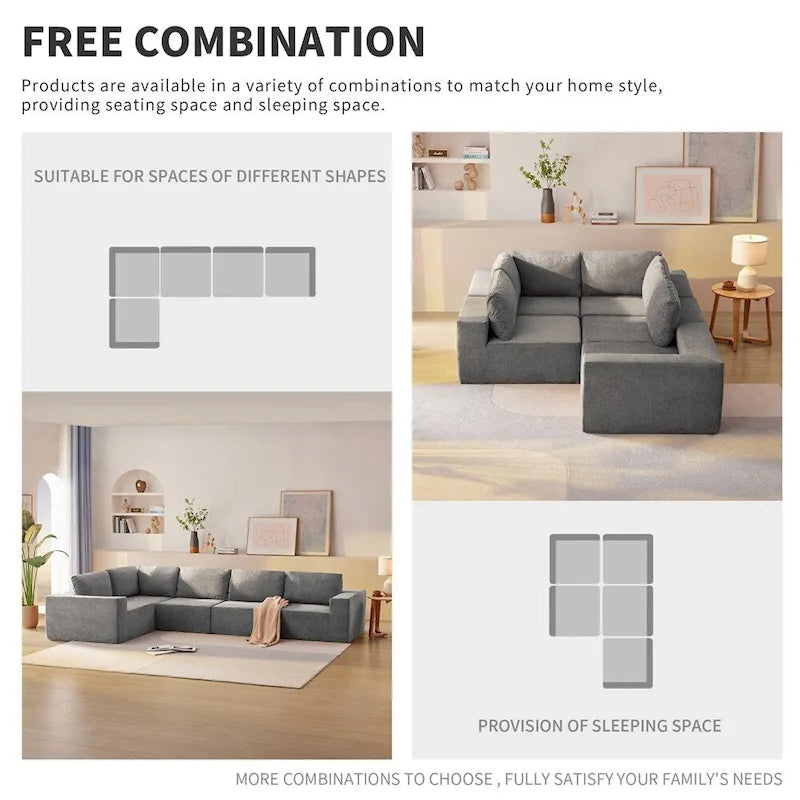 Modular L Shaped Sectional Sofa,Floor Couch Set,Upholstered Furniture