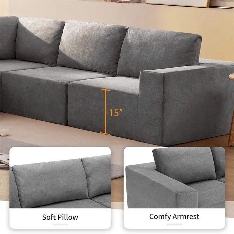 Modular L Shaped Sectional Sofa,Floor Couch Set,Upholstered Furniture