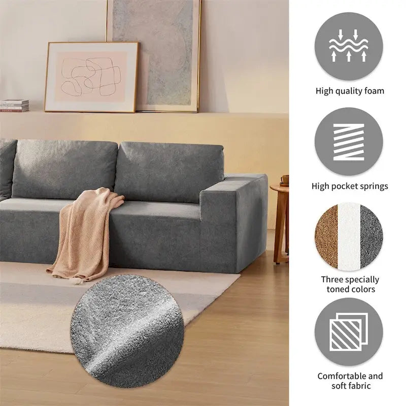 Modular L Shaped Sectional Sofa,Floor Couch Set,Upholstered Furniture